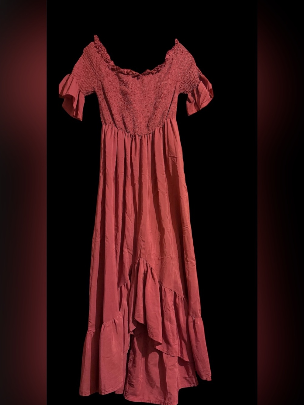 SHEIN Coral Ruffled Smocked Maxi Dress